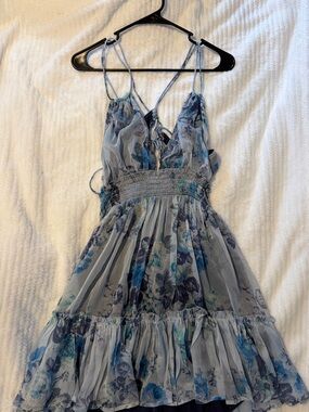 Lulu's Light Blue Floral Tiered Mini Sundress